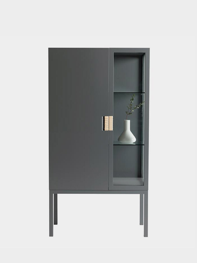Frame Semi Cabinet – Storm Grey - Natural Leather