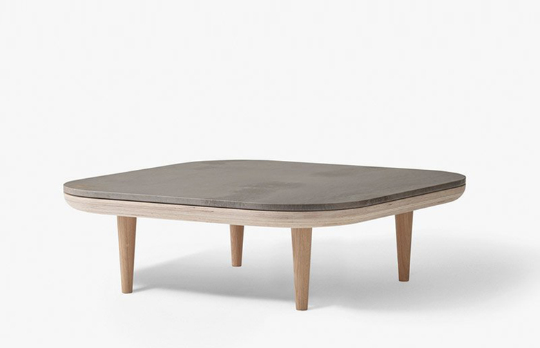 Fly Table SC4 – White Oiled Oak Base – Honed Pietra di Fossena Marble