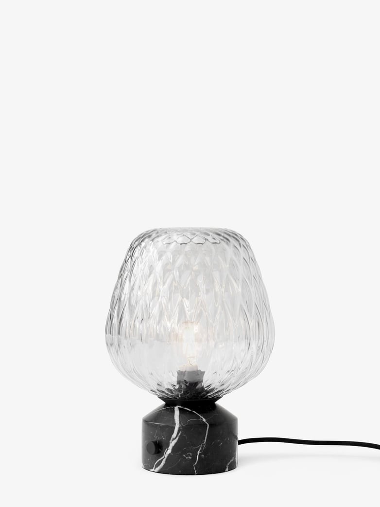 Blown SW6 Table Lamp – Silver Lustre & Black Marble