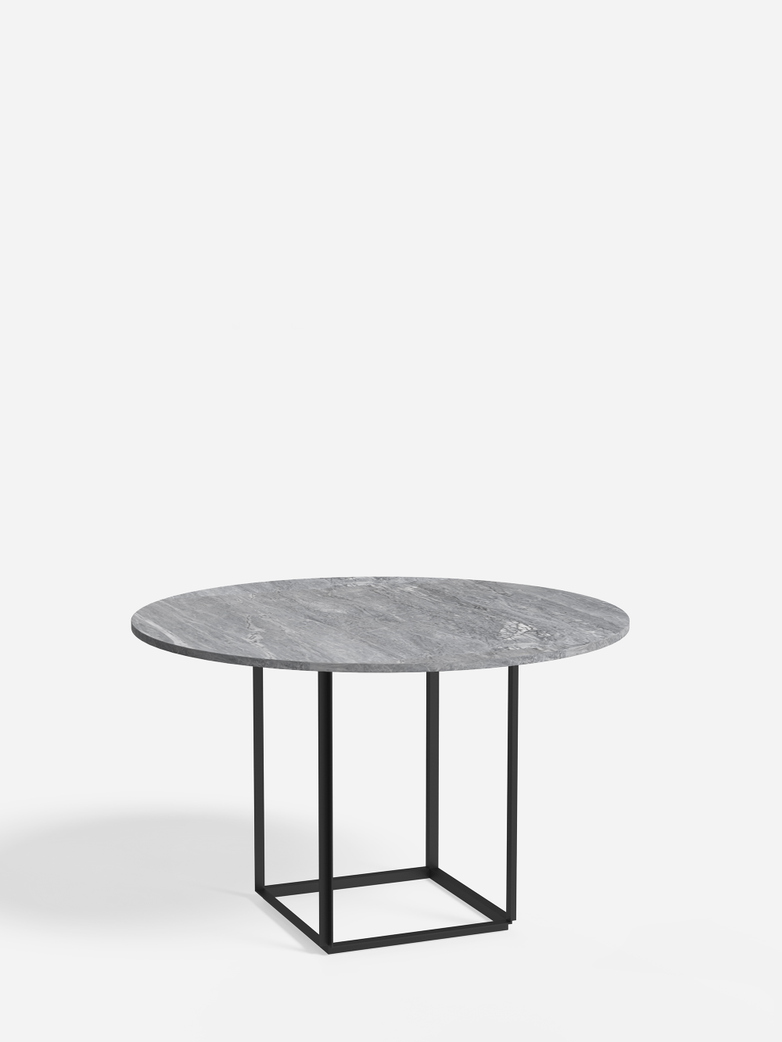 Florence Dining Table – Black Iron/Grey Marble – Ø120