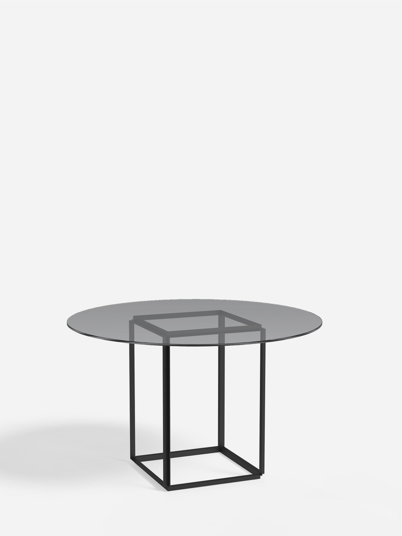Florence Dining Table – Black Iron/Smoked Glass – Ø120