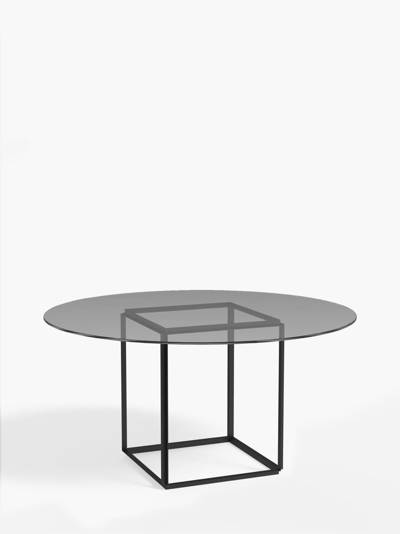Florence Dining Table – Black Iron/Smoked Glass – Ø145