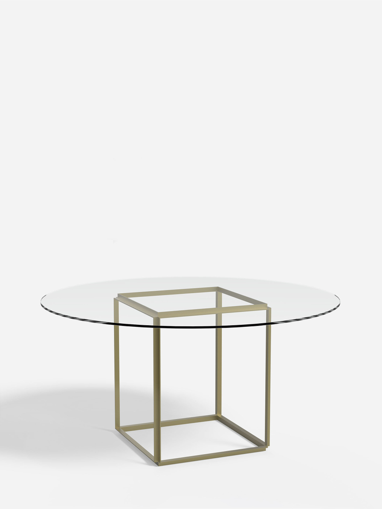Florence Dining Table – Raw Gold/Clear Glass – Ø145