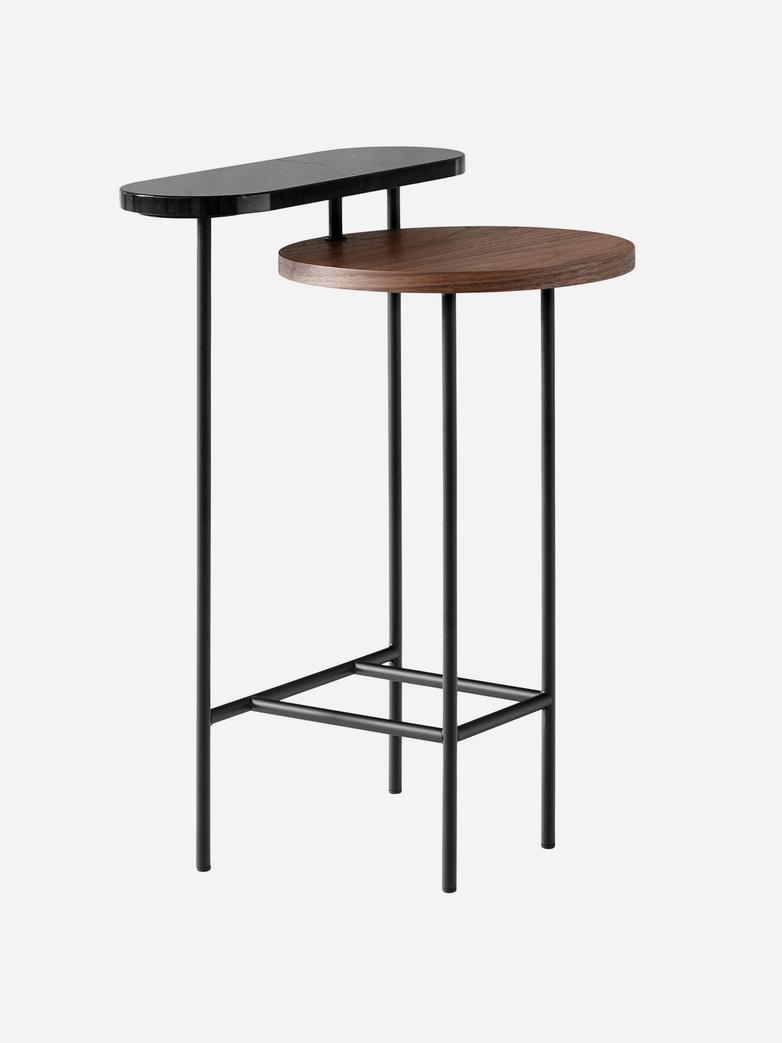 Palette JH26 Side Table – Nero Marquina Marble and Walnut Veneer