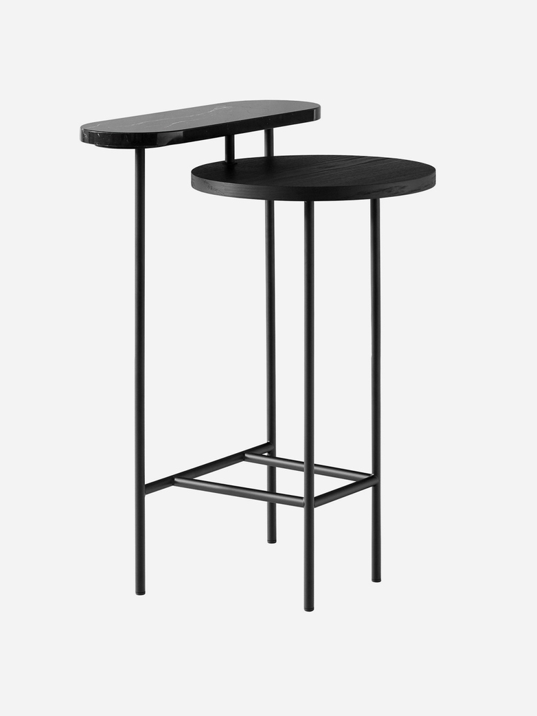 Palette JH26 Side Table – Nero Marquina Marble and Ash Veneer