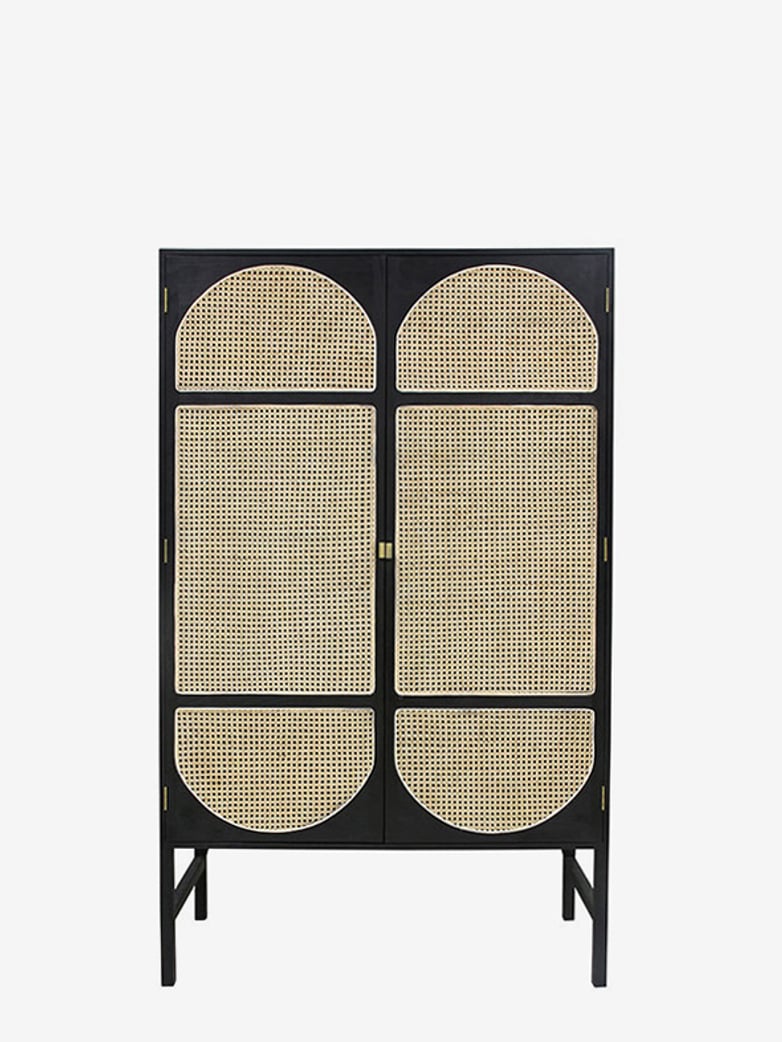 Retro webbing cabinet black with shelves