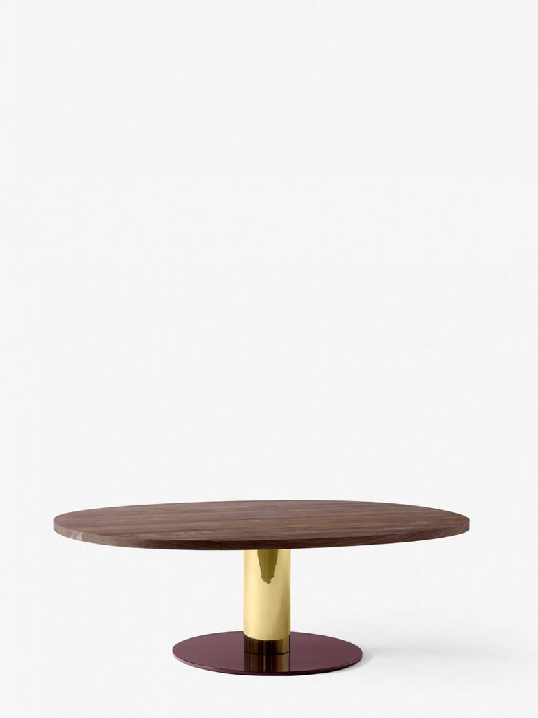 Mezcla JH21 Sofa Table – Walnut/Brass/Burgundy – 90 x 120