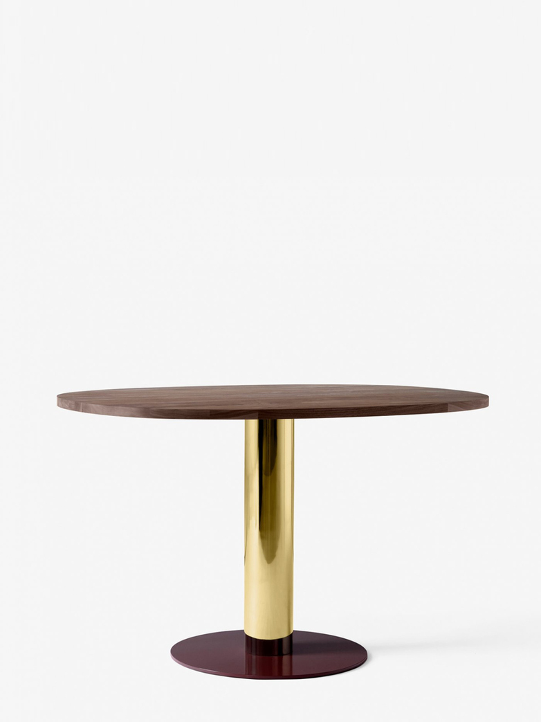 Mezcla JH22 Dinner Table – Walnut/Brass/Burgundy – 90 x 120