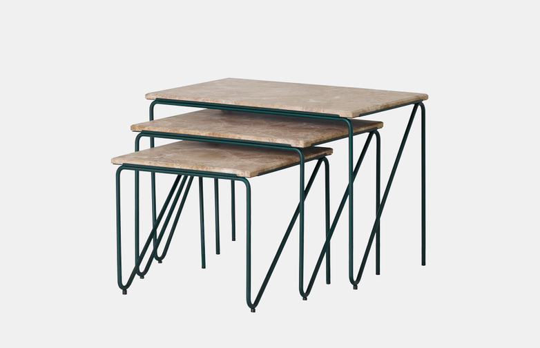 Triptych Nesting Table – Cedar Green – Set of 3