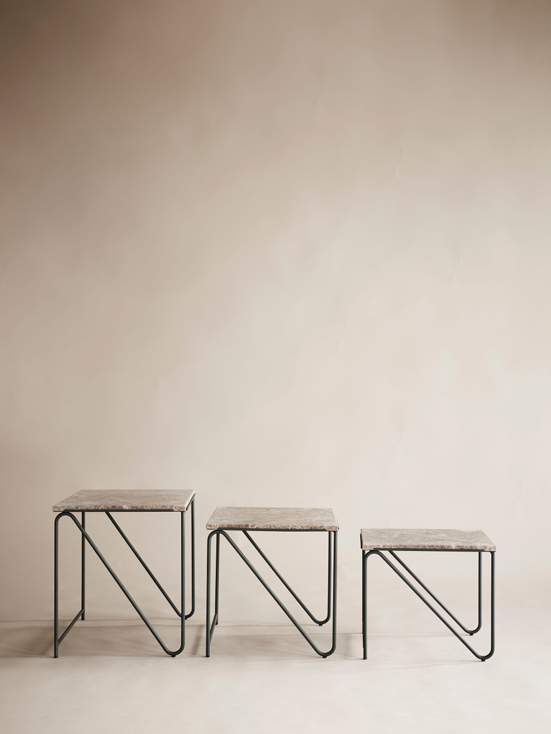 Triptych Nesting Table – Cedar Green – Set of 3