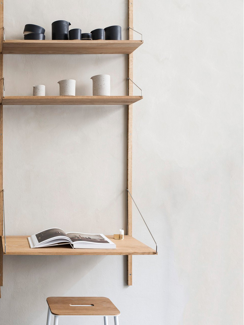Shelf Library H185 Desk Section – Natural