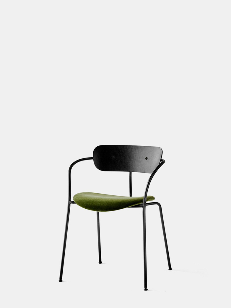 Pavilion armchair AV4 - Laqured Oak/Velvet Pine Green