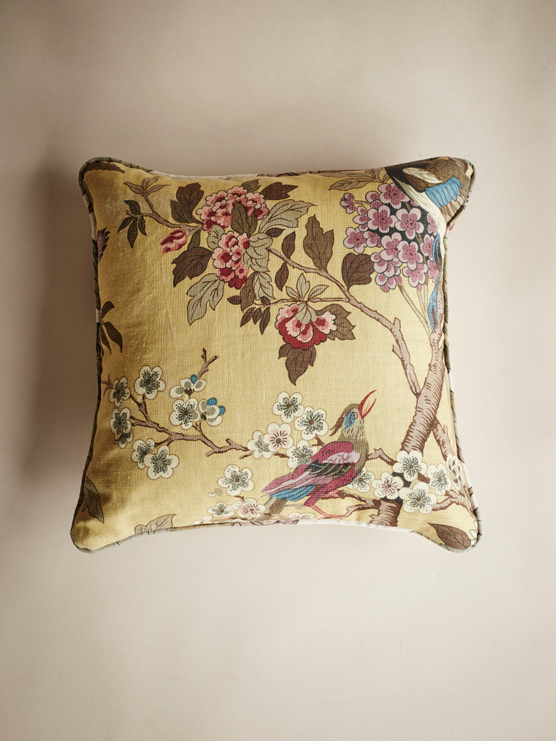 Hydrangea Bird – Ochre – 50 x 50
