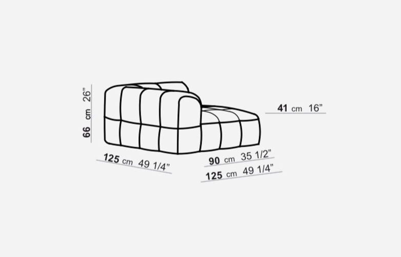 Element with 1 Armrest - 125 x 125 - T2