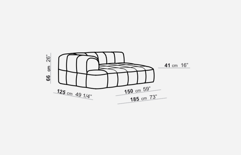 Element with 1 Short Armrest - 125 x 185 - T2
