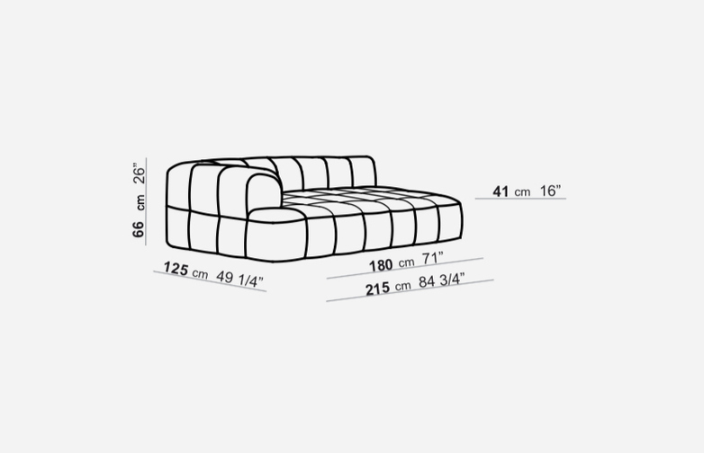 Element with 1 Short Armrest - 125 x 215 - T2