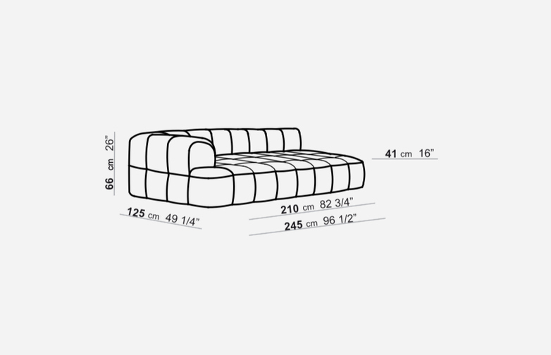 Element with 1 Short Armrest - 125 x 245 - T2