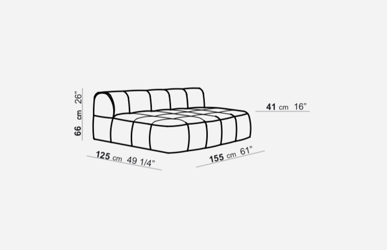 Element without Armrest - 125 x 155 - T2
