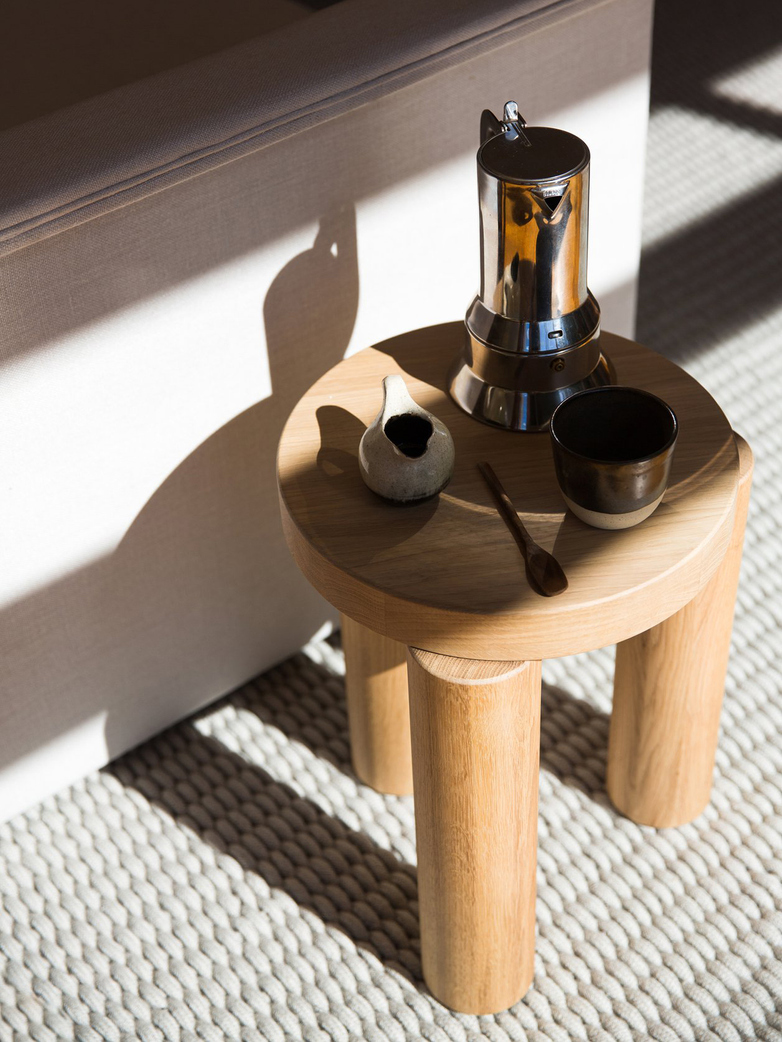 Offset Stool/Side Table – Natural Oak