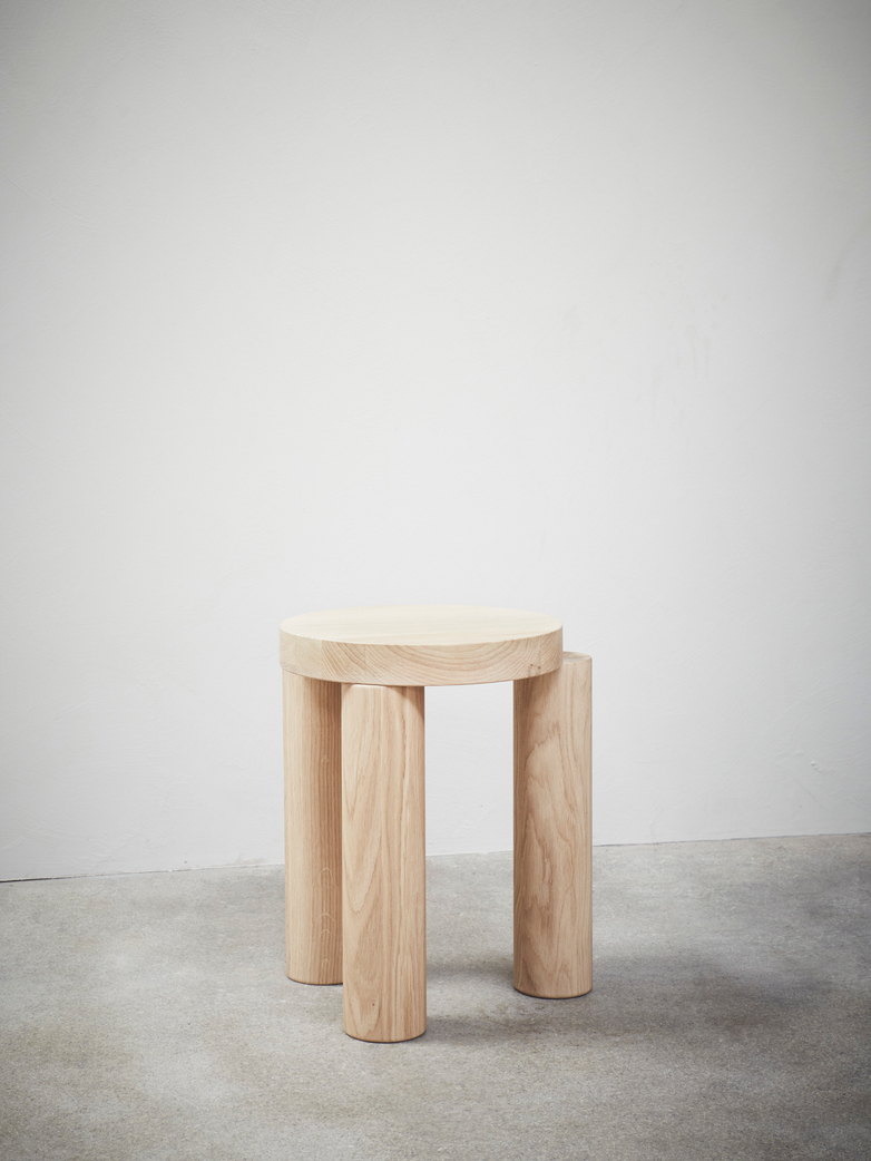 Offset Stool/Side Table – Natural Oak