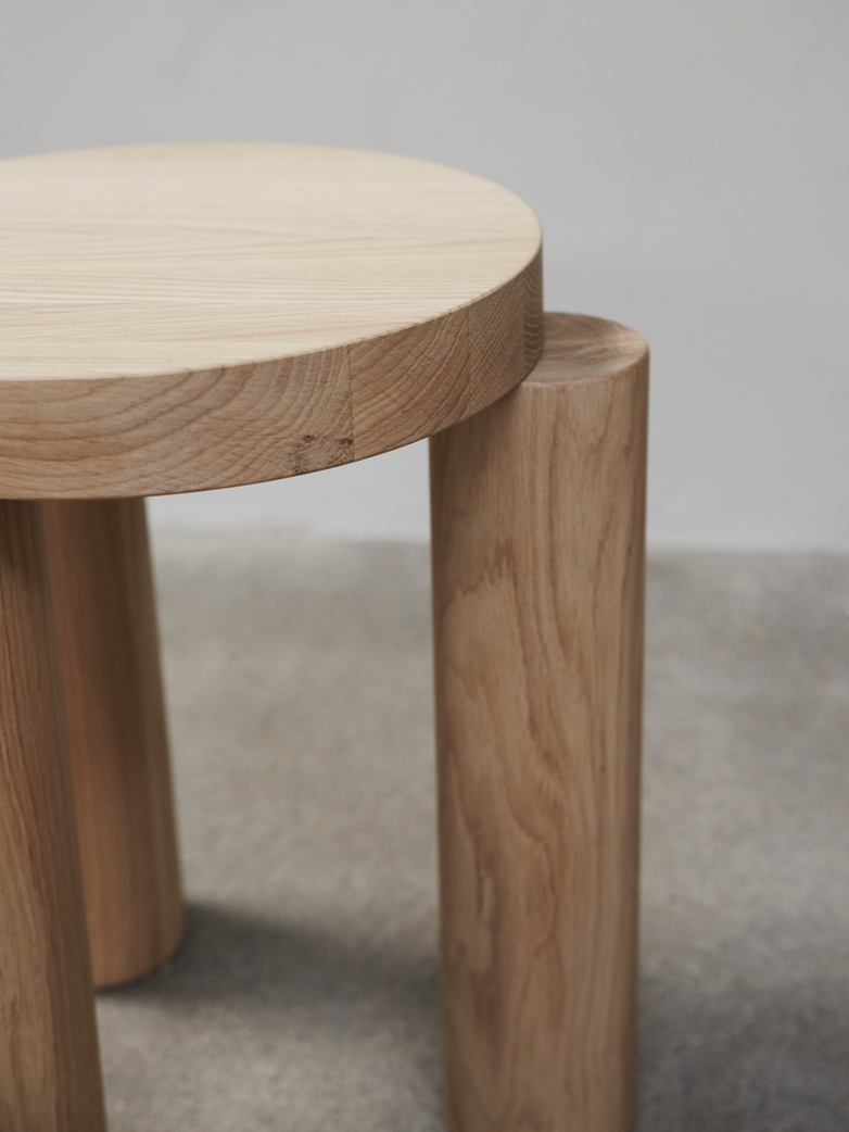 Offset Stool/Side Table – Natural Oak