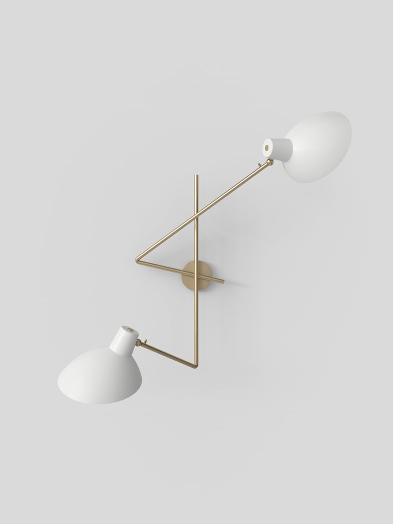 Cinquanta Twin Wall Lamp - Brass/White