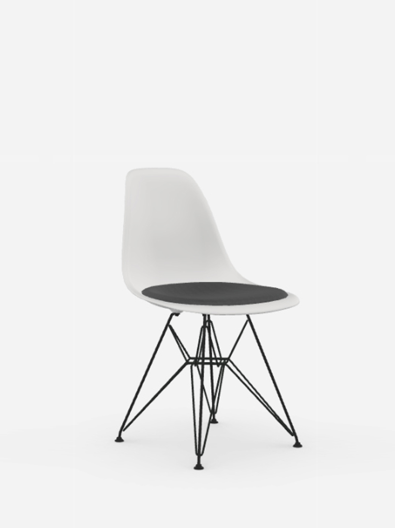 Eames Plastic Chair – DSR – Seat Upholstery – White/Dark Grey