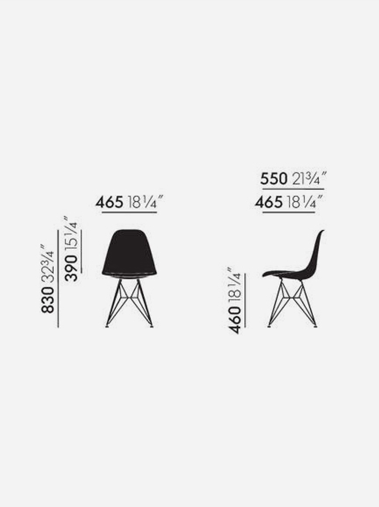 Eames Plastic Chair – DSR – Seat Upholstery – White/Dark Grey