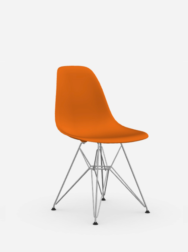 Eames Plastic Chair – DSR – Rusty Orange – Chrome