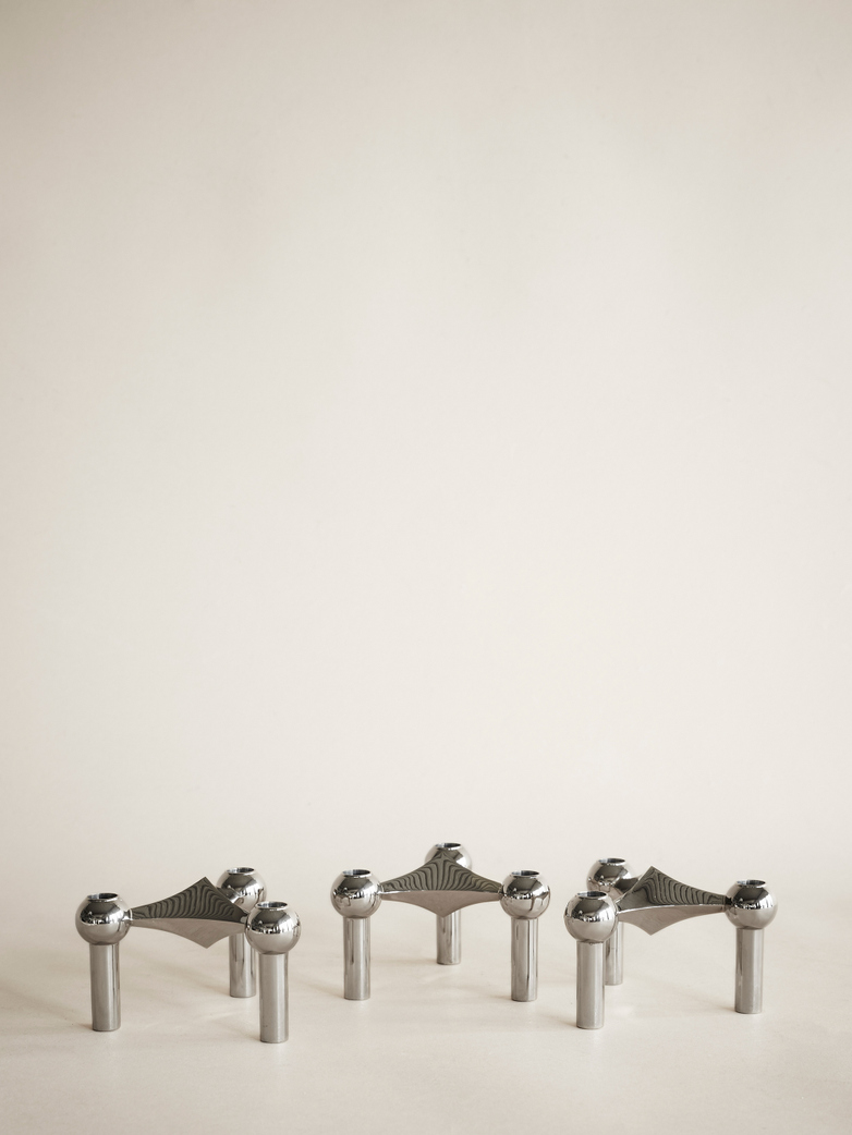 Nagel Candle Holder Chrome Set of 3