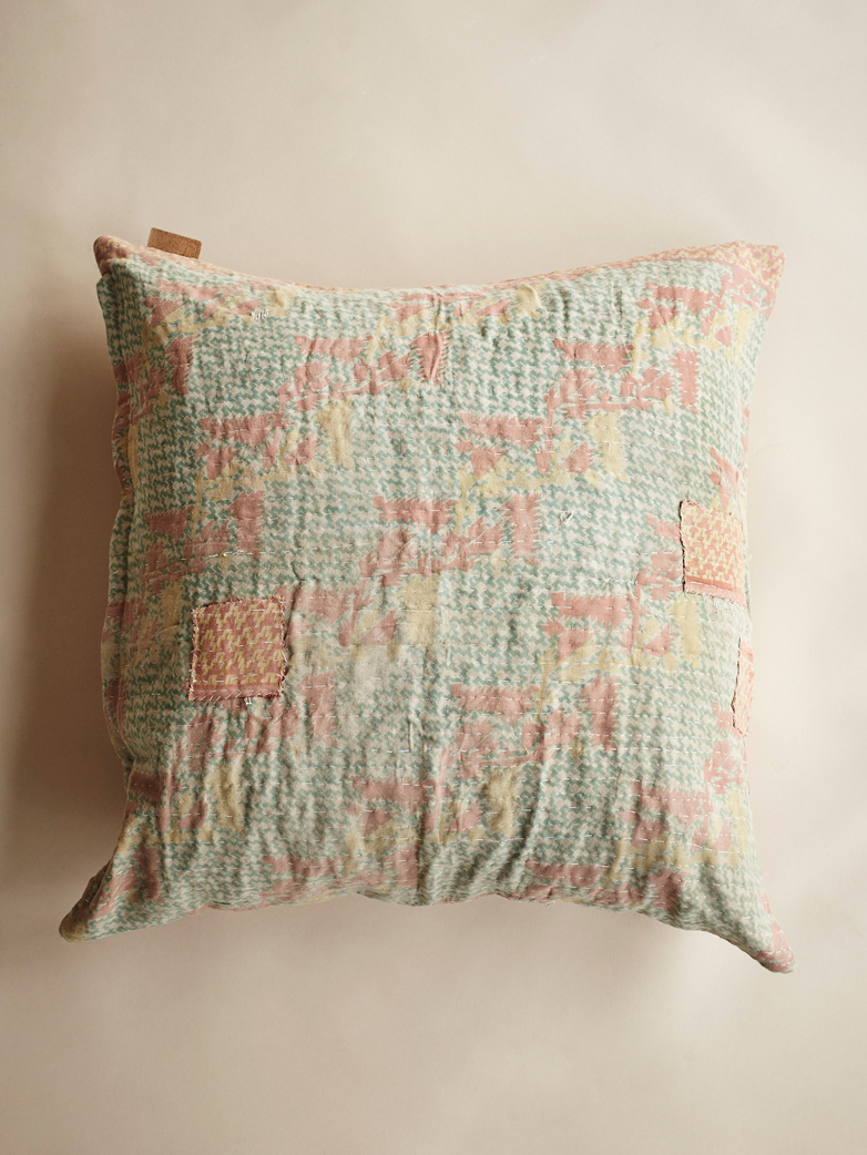 Sari Kantha – Washed Green – 65 x 65