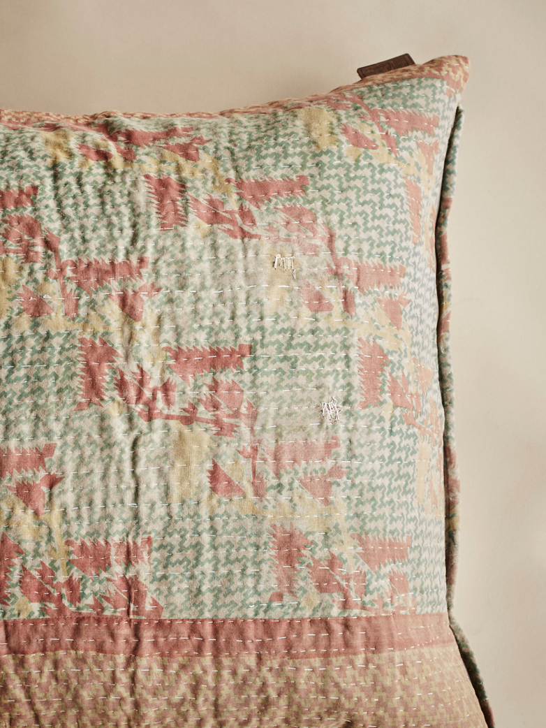 Sari Kantha – Washed Green – 65 x 65
