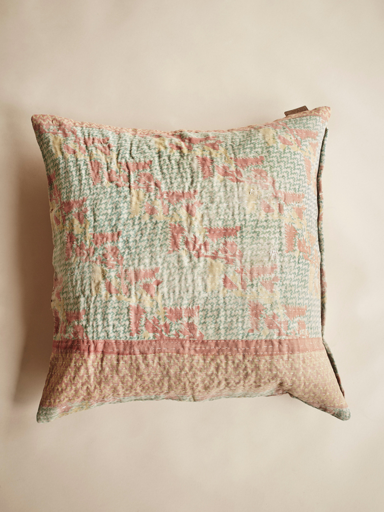 Sari Kantha – Washed Green – 65 x 65