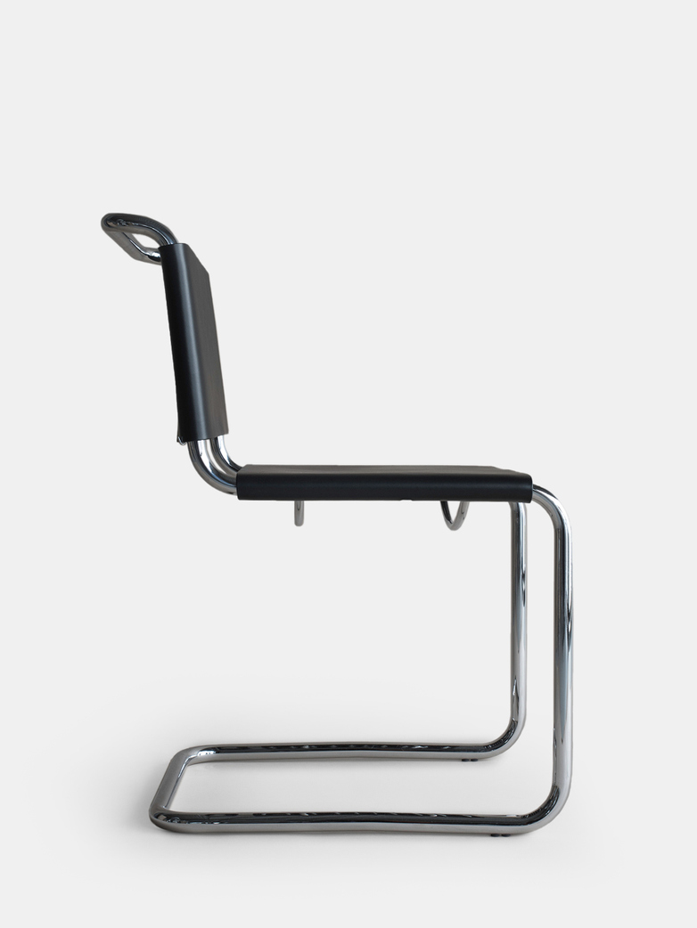 Bauhaus Chair ST44 - Chrome Black Leather