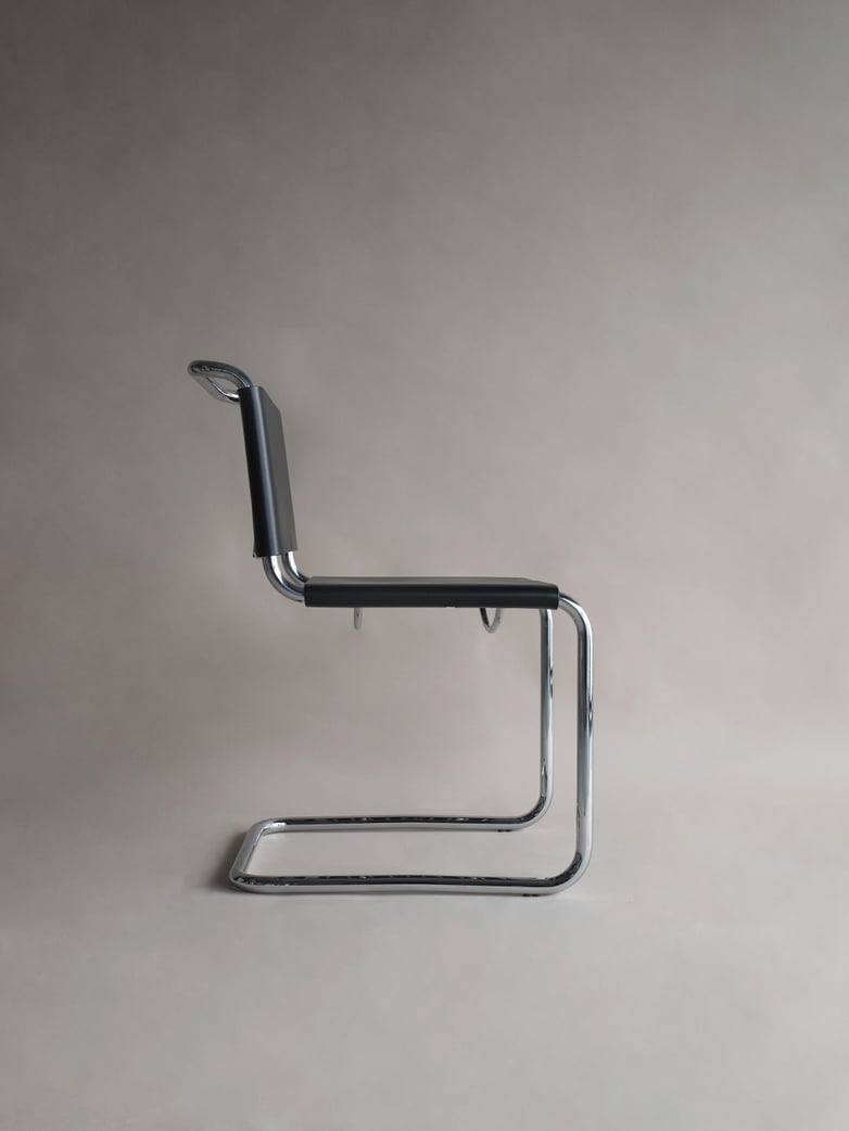 Bauhaus Chair ST44 - Chrome Black Leather