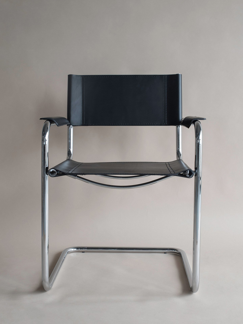 Bauhaus Armchair MS65 - Chrome Frame Black Leather