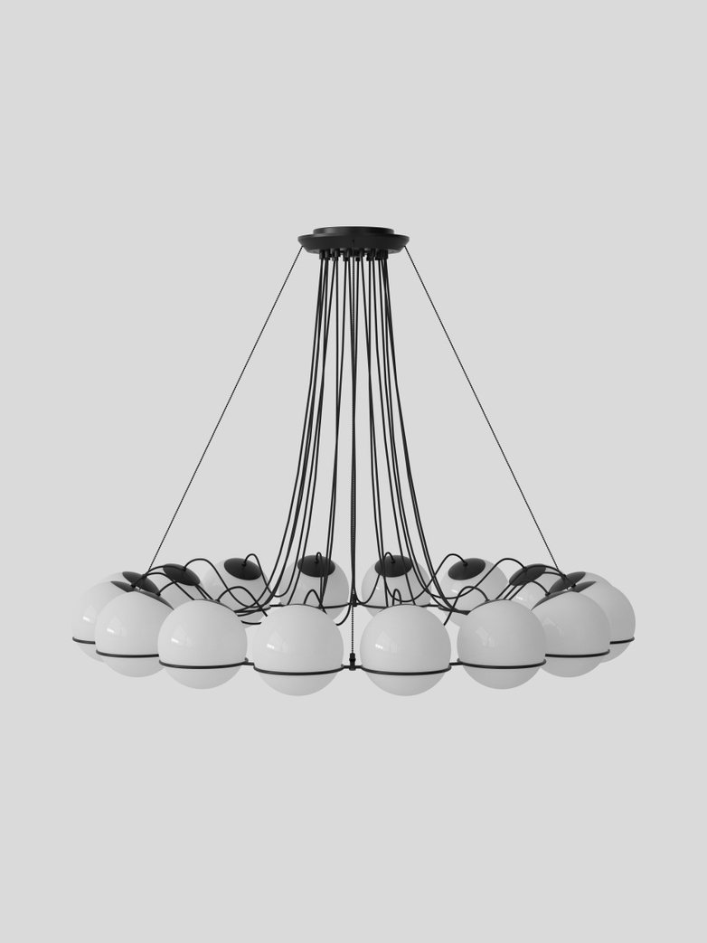 Model 2109 - 16 Opaline Spheres - 20 cm Black