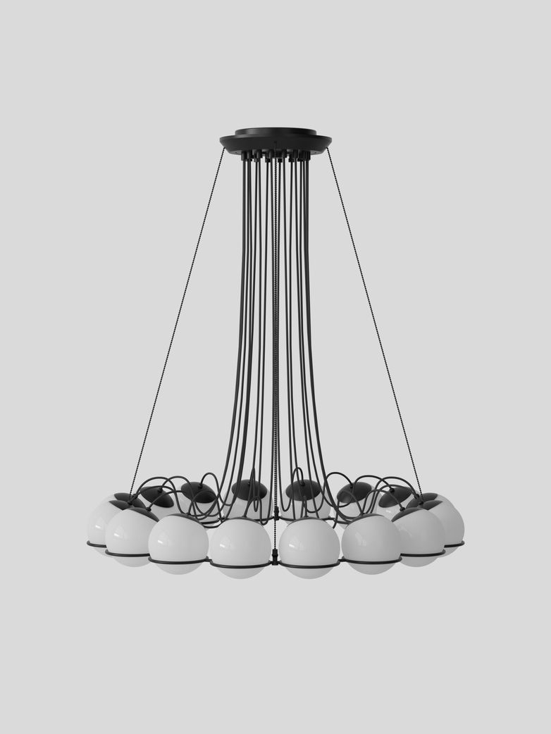 Model 2109 - 16 Opaline Spheres - 14 cm Black