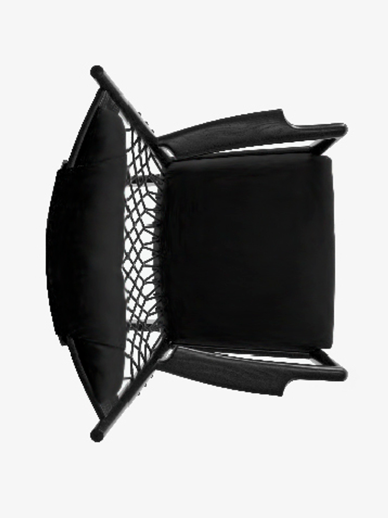PP124 Rocking Chair – Black Lacquered – Black Leather