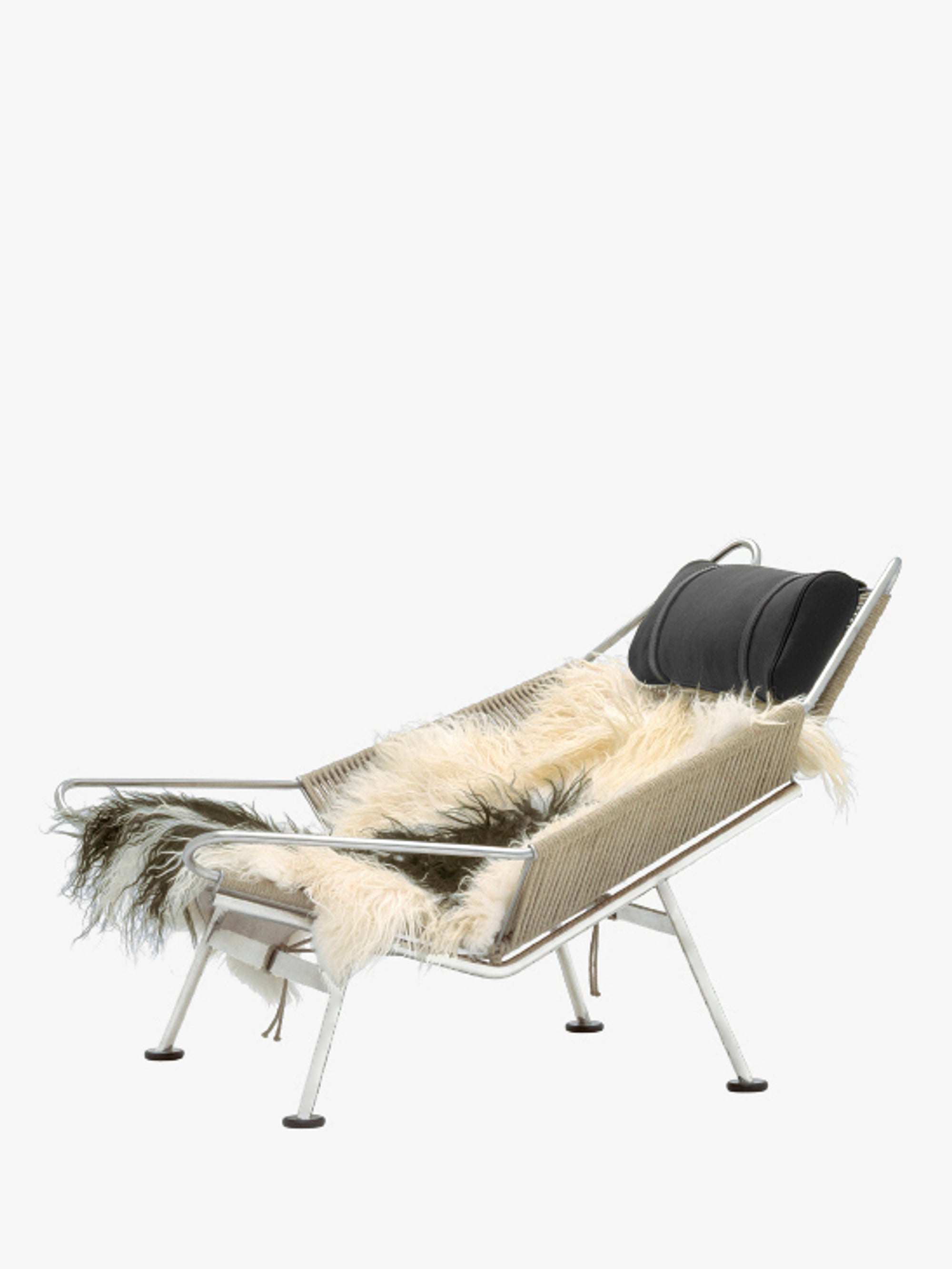 PP Møbler — PP225 Flag Halyard Chair - Black Leather - White