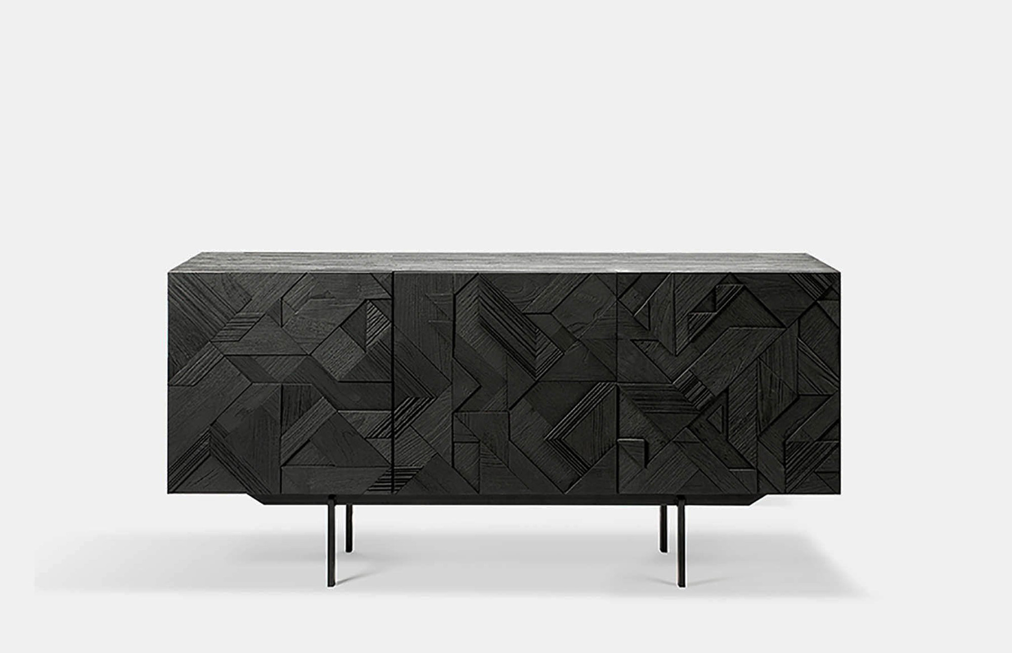 29803 8b84b369b2 29803 Ad6d03a170 Tge 010062 Teak Graphic Sideboard 3 Doors Black 168x45x80 F Zoom Portrait