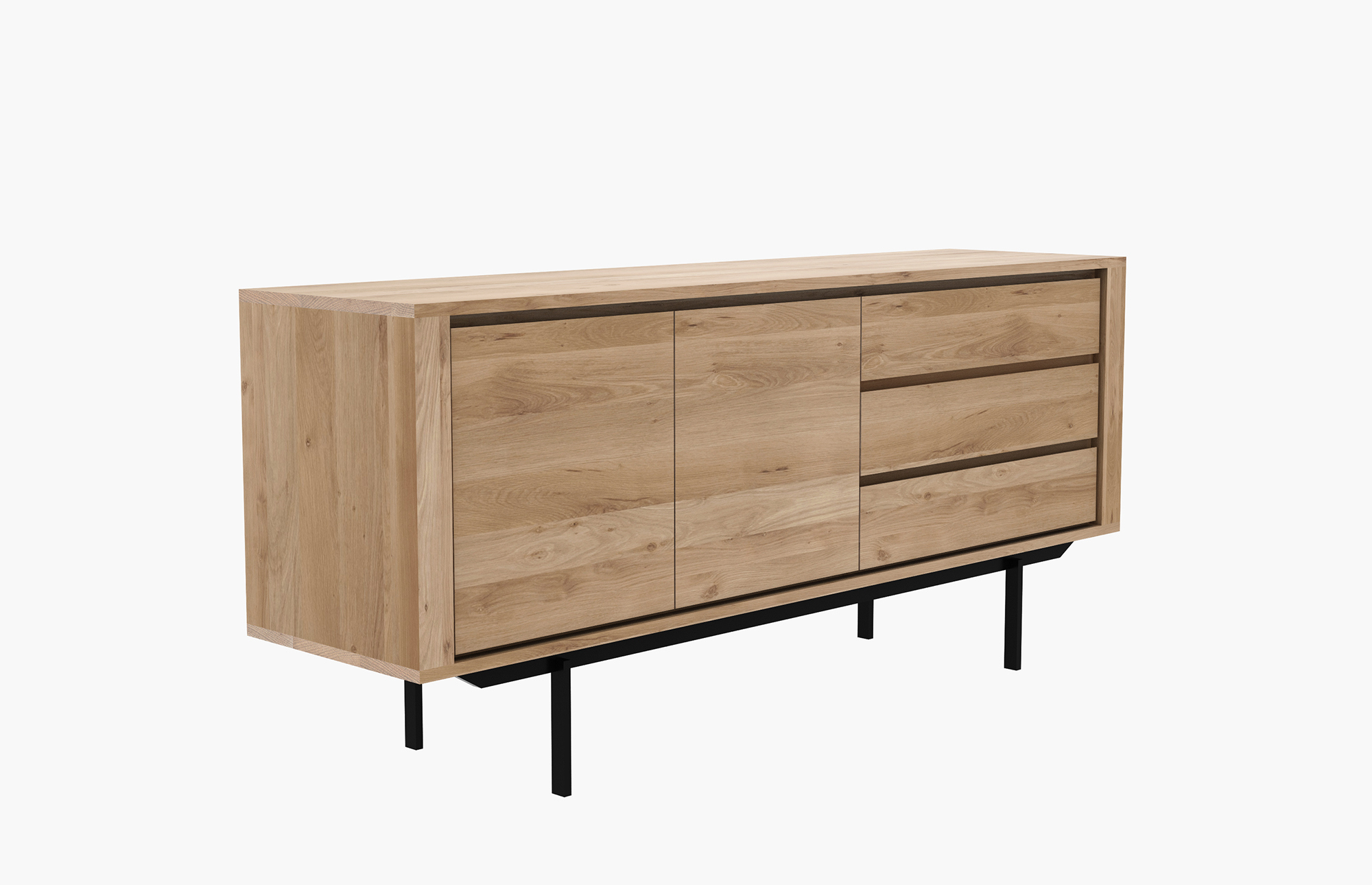 29809 42a95281d6 51387 Oak Shadow Sideboard 2 Opening Doors 3 Drawers Black Metal Legs 180x45x80 P Portrait