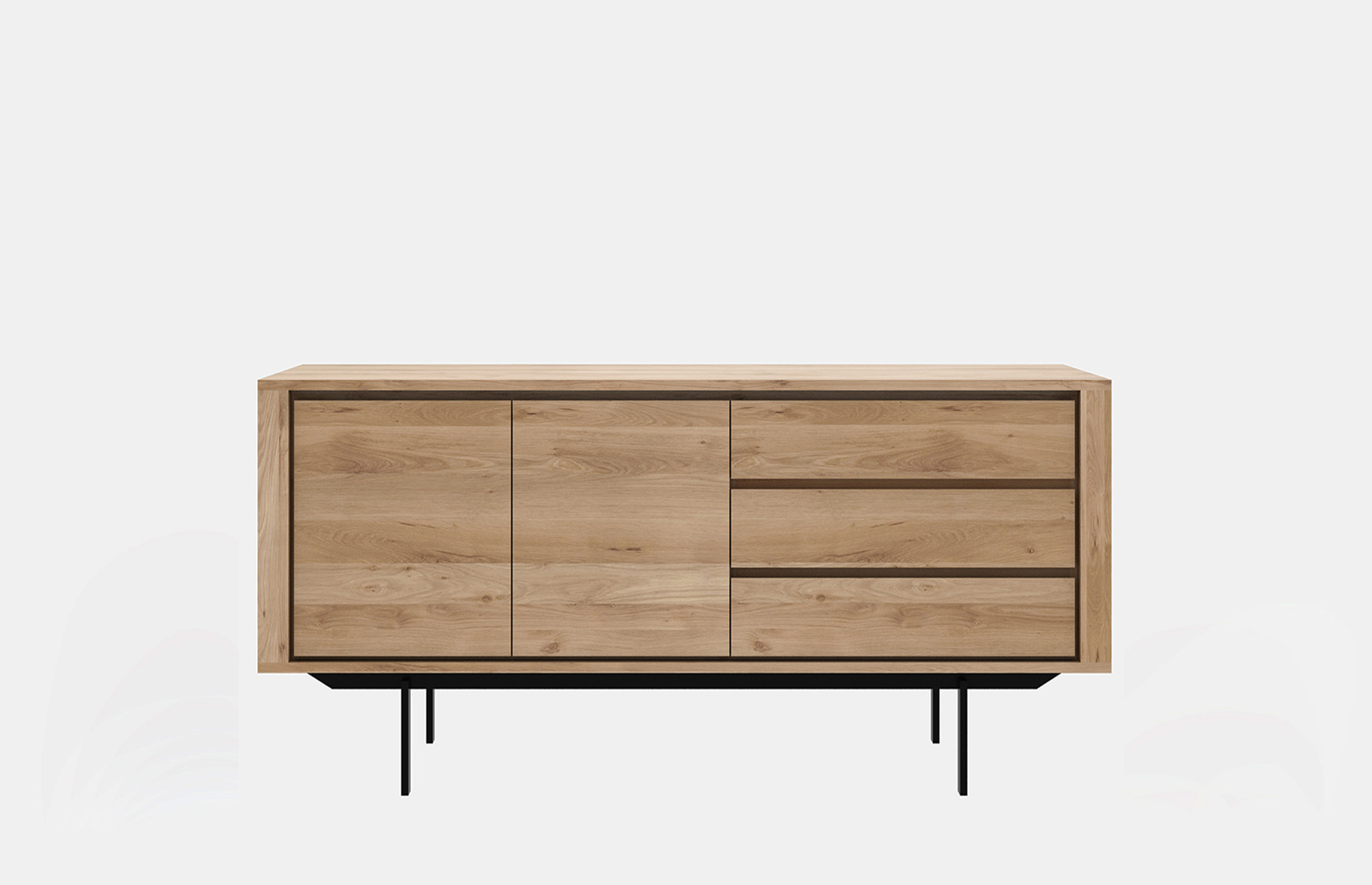 29809 Cc1e3e9f16 29809 D16ada5c92 51387 Oak Shadow Sideboard 2 Opening Doors 3 Drawers Black Metal Legs 180x45x80 F Zoom Portrait