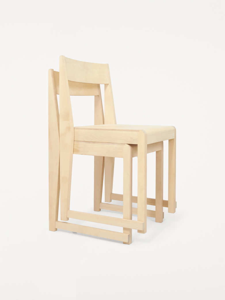 Chair 01 - Natural Wood Frame/ Natural Leather Seat