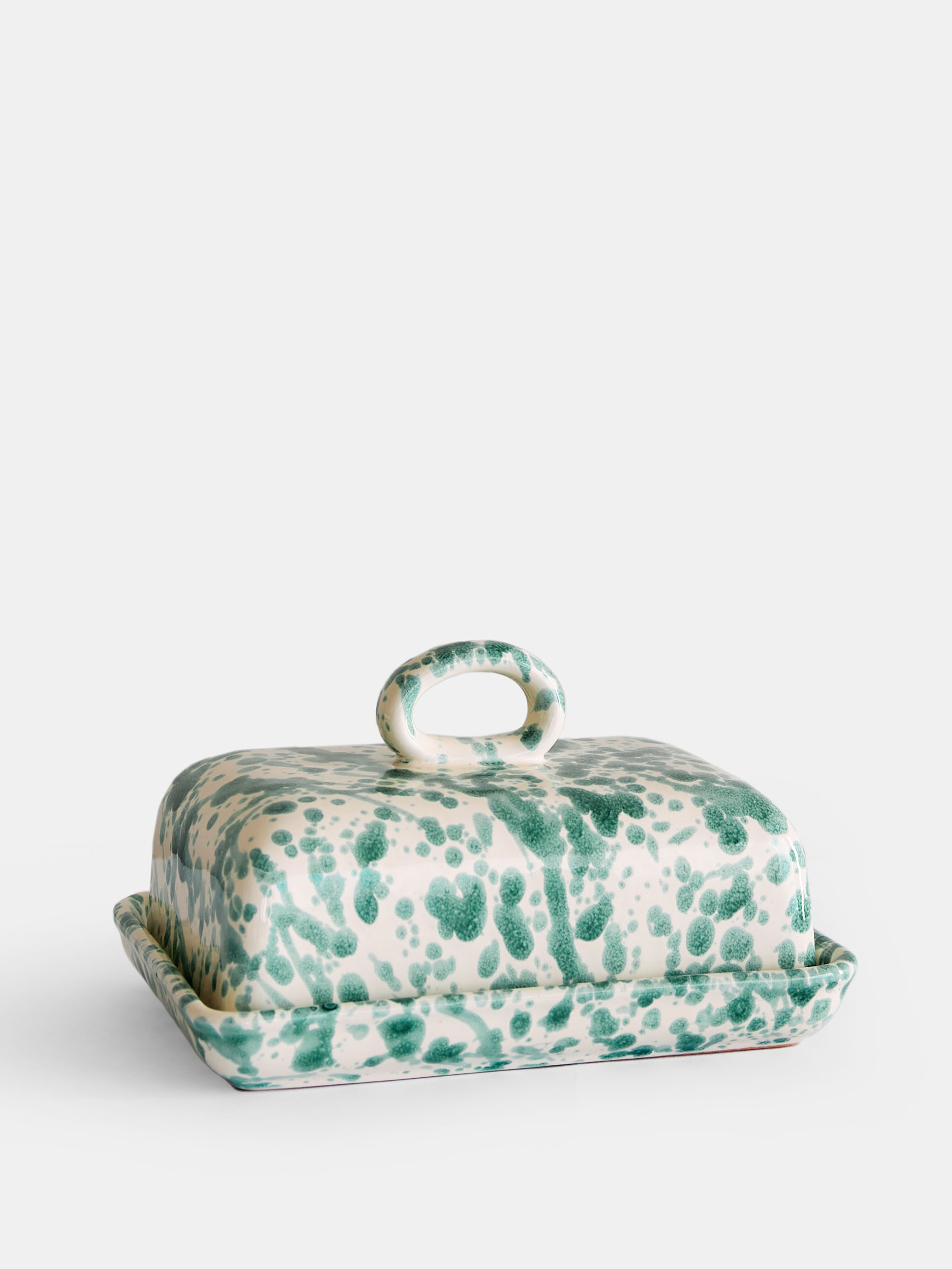 29949 0e825eba3a Spruzzi Vivente Butter Dish Green On Creme Portrait