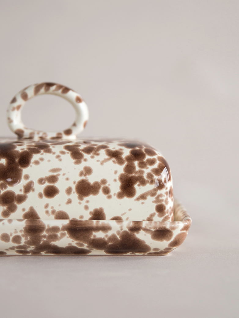 Spruzzi Vivente - Butter Dish - Creme/Brown