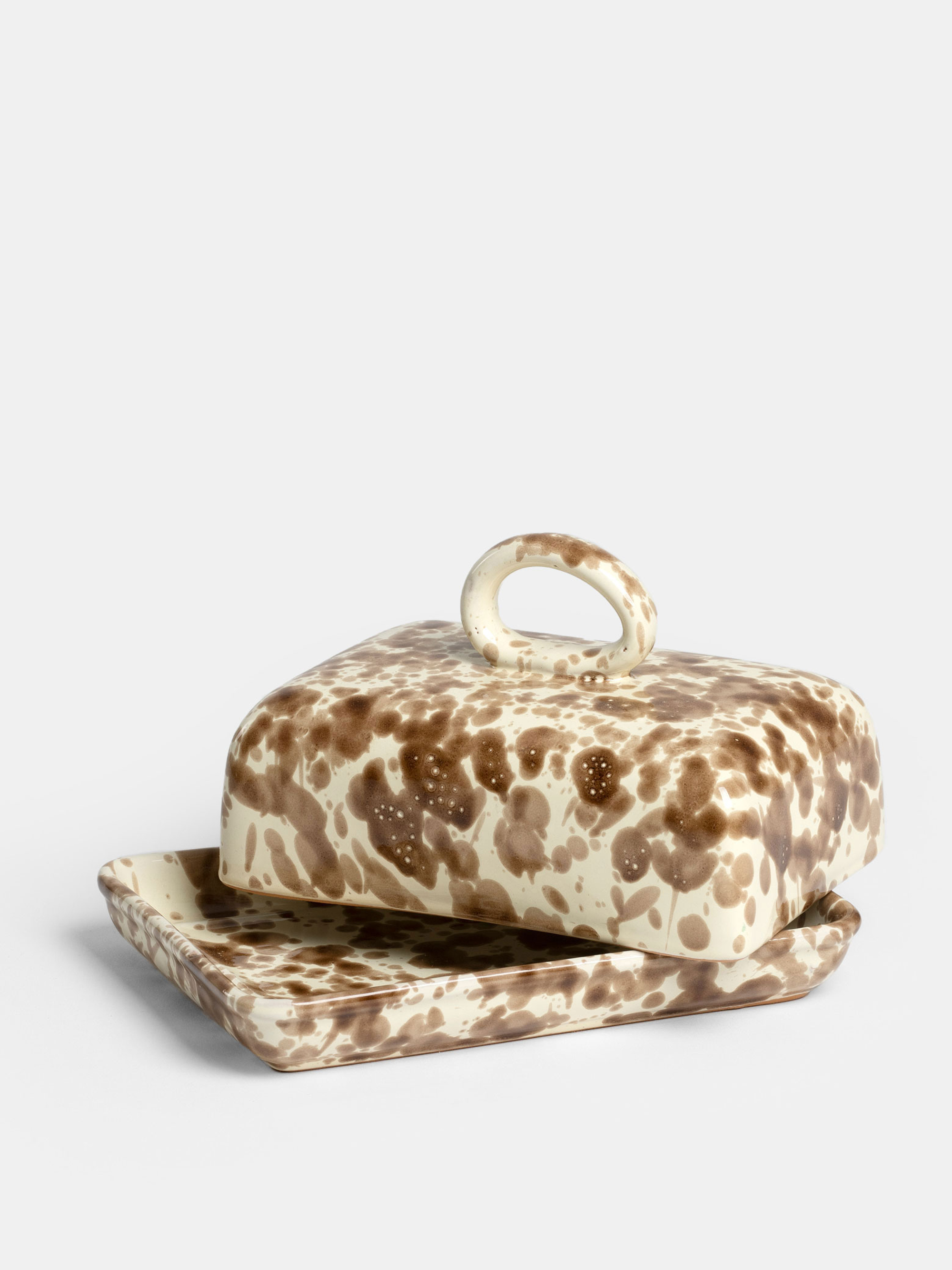 29950 A9da1a3791 Spruzzi Vivente Butter Dish Brown On Creme 1 Portrait