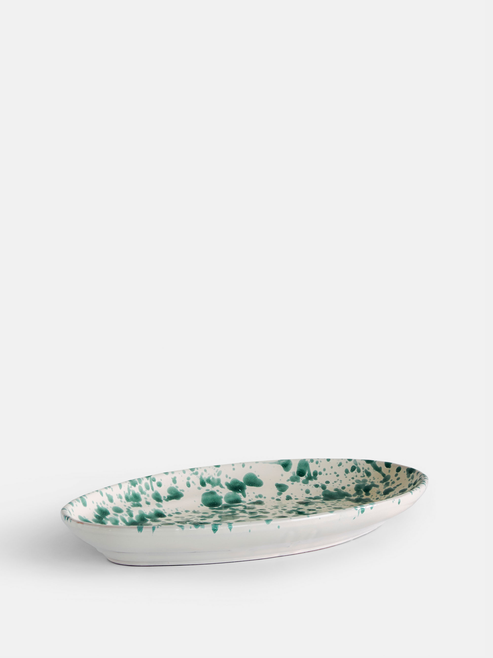 30078 4a26328e9b Spruzzi Vivente Oval Plate Medium Green On Creme Portrait