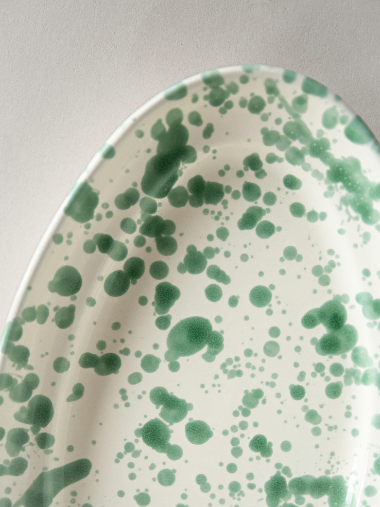 Spruzzi Vivente - Oval Plate Medium - Creme/Green