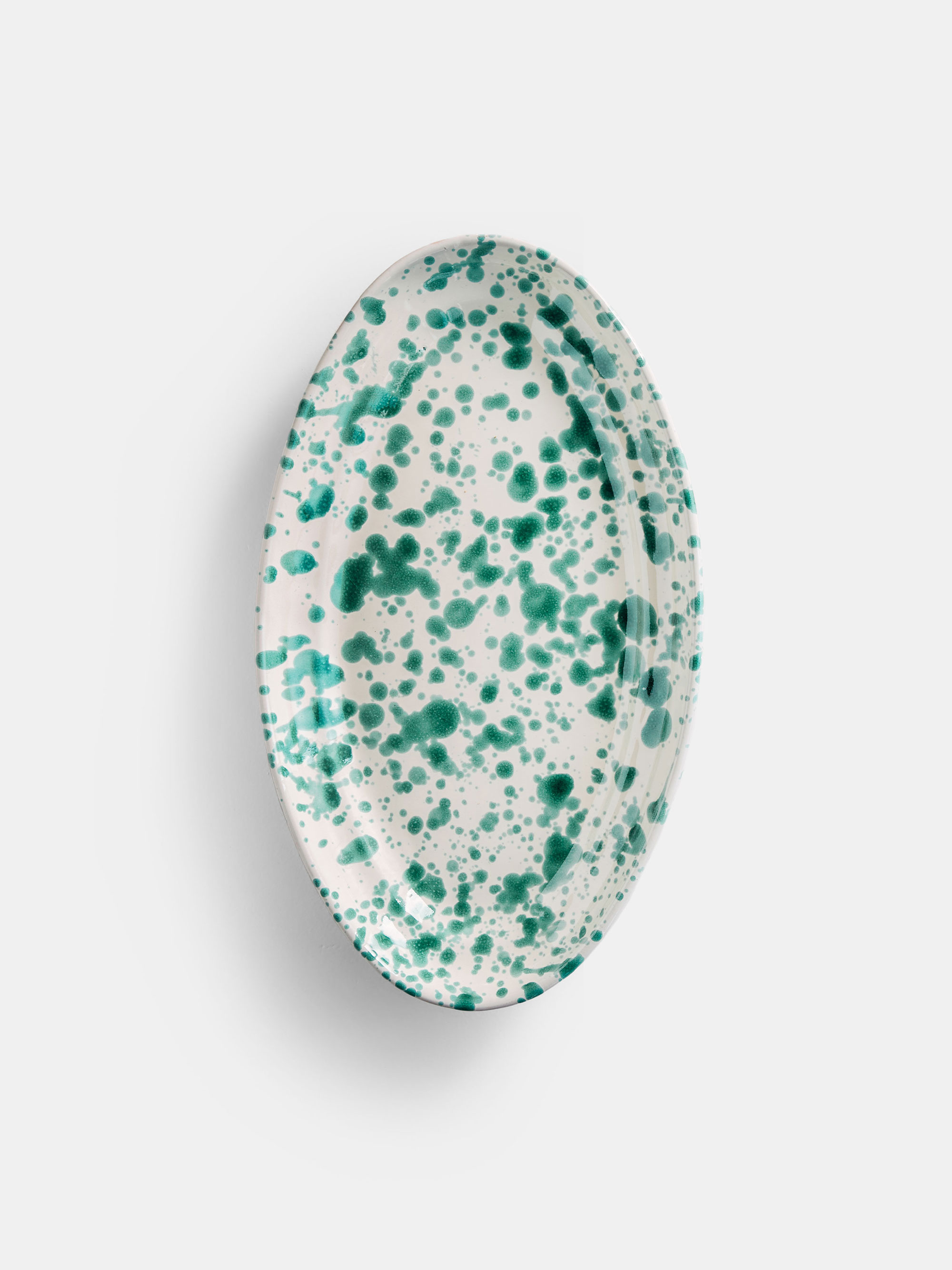 30078 E19ac08bbe Spruzzi Vivente Oval Plate Medium Green On Creme Portrait